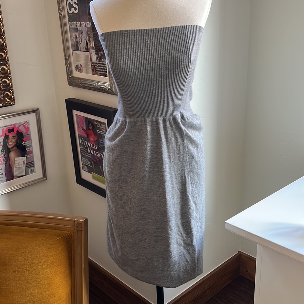 Cashmere grey strapless sweater dress